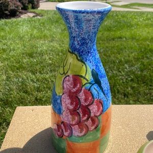 Ceramic carafe. Colorful grape design.